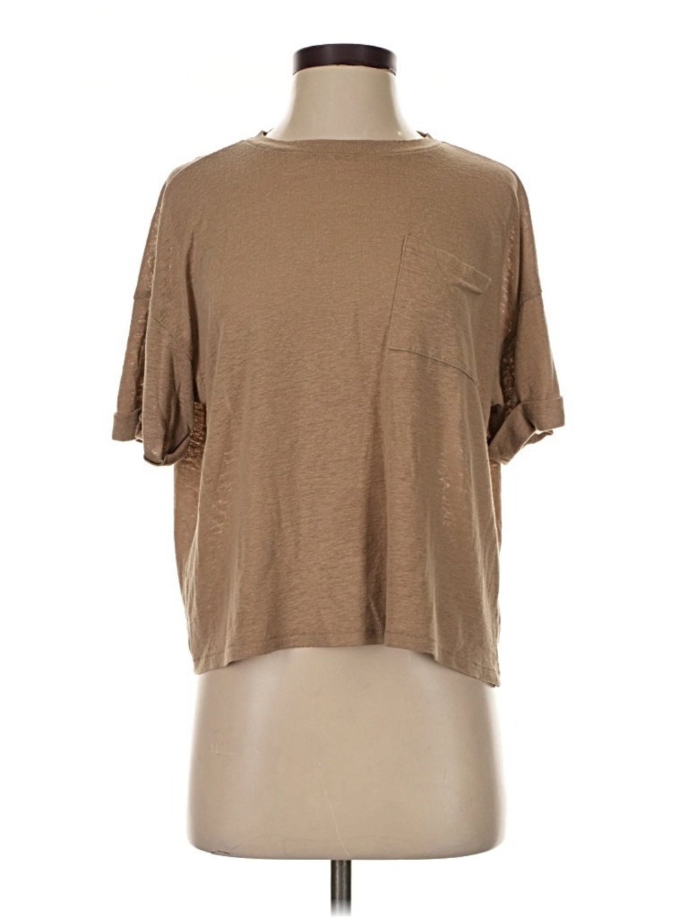 aerie Relaxed Short-Sleeve Pocket Tee in Taupe Brown